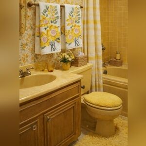 Vintage 70s J.C Penny's 3 PC. Terry Cloth Bath Towel Set New Deadstock RARE HTF